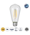 GLOBOSTAR® PEAR 99016 Λάμπα E27 ST64 LED 8W 800lm 360° AC 220-240V IP20 Θερμό Λευκό 2700K Dimmable - Long Filament Chip - Διάφανο - Μ6.4 x Π6.4 x Υ14cm - 3 Χρόνια Εγγύηση